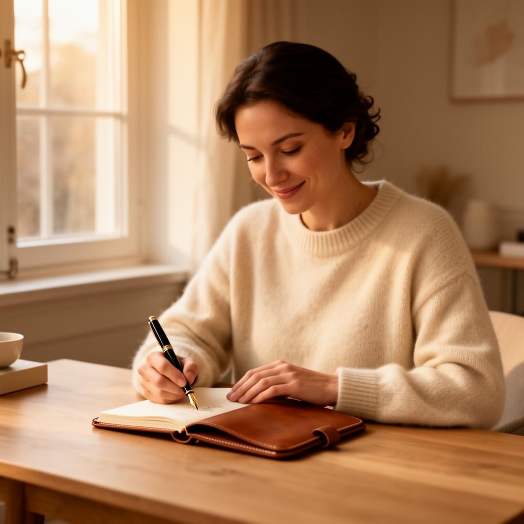 A member of the Our Story Haven team writing a personal reply by hand